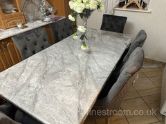 Grey Louis Dining Table With Dark Grey Majestic Chairs