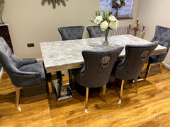 Grey Ariana Dining Table With Dark Grey Majestic Chairs