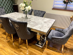 Grey Ariana Dining Table With Dark Grey Majestic Chairs