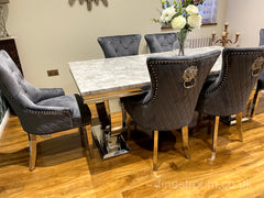 Grey Ariana Dining Table With Dark Grey Majestic Chairs