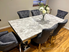 Grey Ariana Dining Table With Dark Grey Majestic Chairs