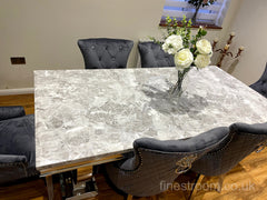 Grey Ariana Dining Table With Dark Grey Majestic Chairs