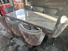 Grey Louis Dining Table With Light Grey Valentino Chairs