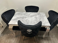 Grey Louis Dining Table With Black Valentino Chairs