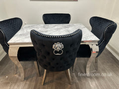 Grey Louis Dining Table With Black Valentino Chairs