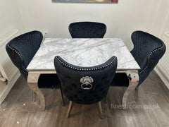 Grey Louis Dining Table With Black Valentino Chairs