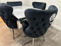 Grey Louis Dining Table With Black Valentino Chairs