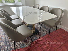 White Orion Gold Dining Table With Astra Beige Chairs