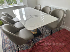 White Orion Gold Dining Table With Astra Beige Chairs