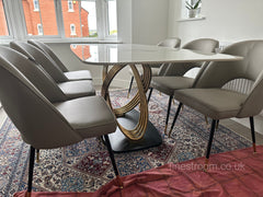 White Orion Gold Dining Table With Astra Beige Chairs