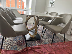 White Orion Gold Dining Table With Astra Beige Chairs