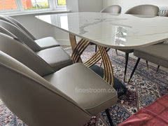 White Orion Gold Dining Table With Astra Beige Chairs