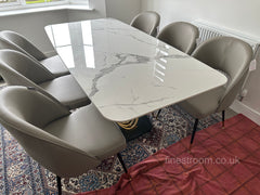 White Orion Gold Dining Table With Astra Beige Chairs