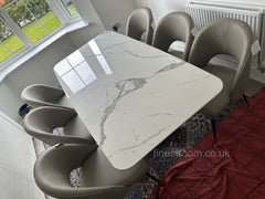 White Orion Gold Dining Table With Astra Beige Chairs