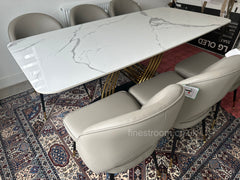 White Orion Gold Dining Table With Astra Beige Chairs