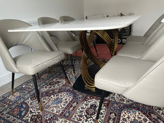 White Orion Gold Dining Table With Astra Beige Chairs