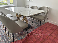 White Orion Gold Dining Table With Astra Beige Chairs