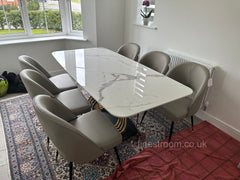 White Orion Gold Dining Table With Astra Beige Chairs