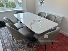 White Orion Gold Dining Table With Astra Beige Chairs