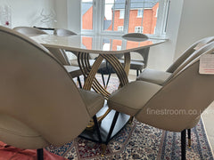 White Orion Gold Dining Table With Astra Beige Chairs