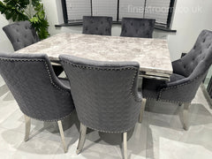 Grey X Table with Roma No Knocker Chairs