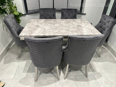 Grey X Table with Roma No Knocker Chairs