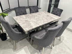 Grey X Table with Roma No Knocker Chairs