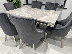 Grey X Table with Roma No Knocker Chairs