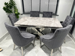 Grey X Table with Roma No Knocker Chairs