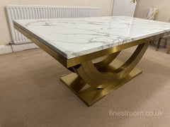 White Gold Monaco Dining Table With Cream Gold Lion Knocker Victoria Chairs