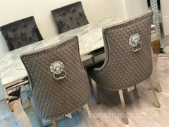 Grey Louis Dining Table With Dark Grey Majestic Chairs