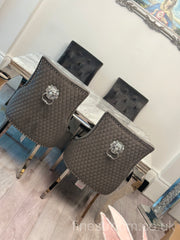 Grey Louis Dining Table With Dark Grey Majestic Chairs