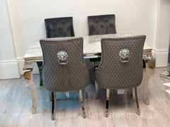 Grey Louis Dining Table With Dark Grey Majestic Chairs