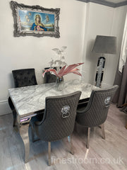 Grey Louis Dining Table With Dark Grey Majestic Chairs