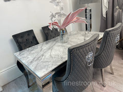 Grey Louis Dining Table With Dark Grey Majestic Chairs