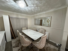 White Valeo Gold Dining Table With Chelmsford Gold Chairs