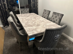 Grey Louis Dining Table With Dark Grey Majestic Chairs