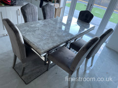 Grey Arial Dining Table With Dark Grey Alice Chairs