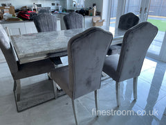 Grey Arial Dining Table With Dark Grey Alice Chairs