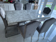 Grey Arial Dining Table With Dark Grey Alice Chairs