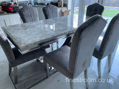 Grey Arial Dining Table With Dark Grey Alice Chairs