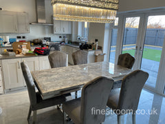 Grey Arial Dining Table With Dark Grey Alice Chairs