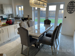 Grey Arial Dining Table With Dark Grey Alice Chairs