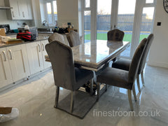 Grey Arial Dining Table With Dark Grey Alice Chairs