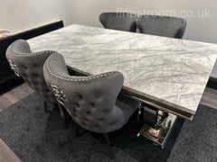 Grey Ariana Dining Table With Dark Grey Valentino Chairs