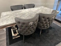 Grey Ariana Dining Table With Dark Grey Valentino Chairs