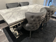 Grey Ariana Dining Table With Dark Grey Valentino Chairs