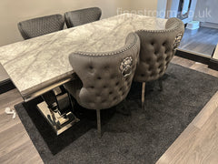 Grey Ariana Dining Table With Dark Grey Valentino Chairs