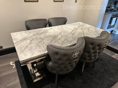 Grey Ariana Dining Table With Dark Grey Valentino Chairs