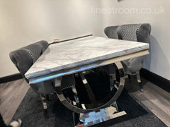 Grey Ariana Dining Table With Dark Grey Valentino Chairs